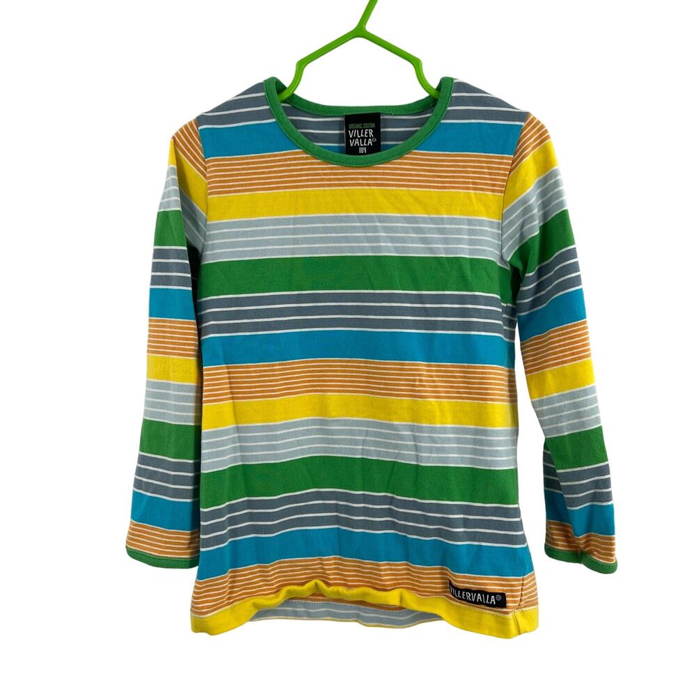 Villervalla Long‎ Sleeve Tee Organic Cotton Striped Size 104 / 4T